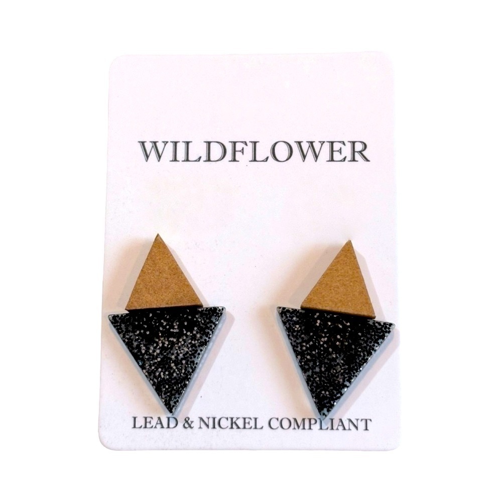 Triangle‎ Stud Earrings with Glitter Resin